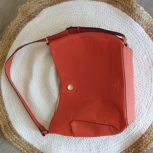 Nanette Lepore Bright Orange Faux Leather Shoulder Bag Tote